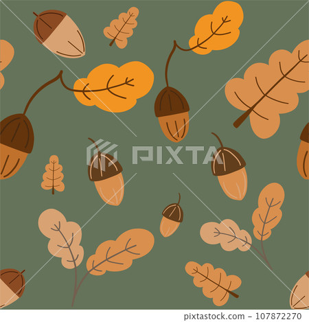 Seamless vector pattern with oak and autumn leaves - Stock Illustration ...