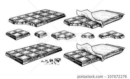 Set of Chocolate bars and pieces 107872276