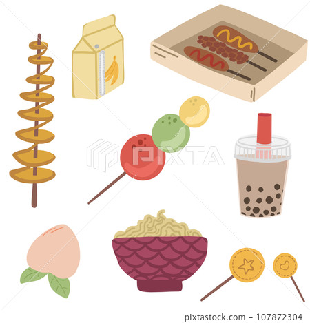 Asian Korean food hand drawn set flat design Asian Korean food hand drawn set flat design 107872304