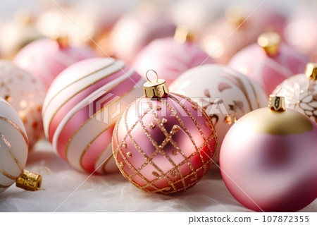 Christmas balls background. New Year background 107872355