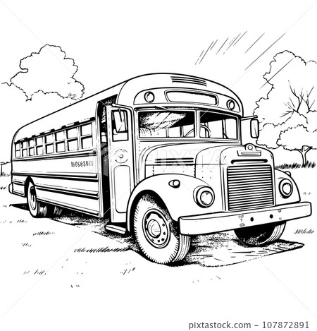 School Bus Coloring Page for Kids 107872891