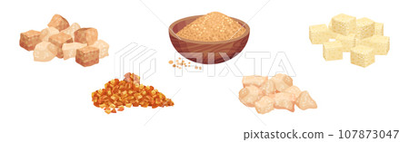 Sugar and Natural Sweet Product Production Vector Set 107873047