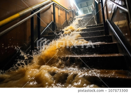 Subway Station Flooding During Heavy Rainstorm Subway Station Flooding During Heavy Rainstorm 107873300