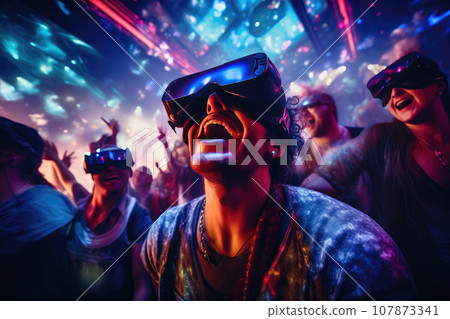 VR Glasses Wearing Music Lover at Live Gig VR Glasses Wearing Music Lover at Live Gig 107873341