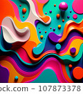 Abstract 3D swirls background with vibrant colors, created with AI. 107873378