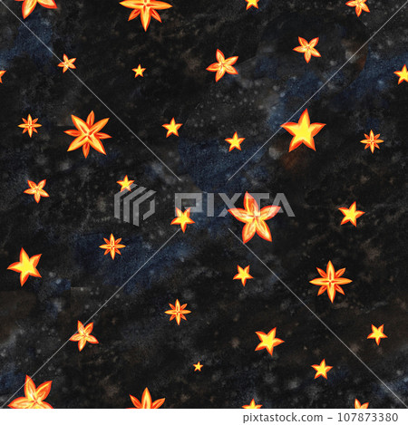 Seamless pattern of the night sky with stars. River watercolor illustration. Wallpaper, background, Fabric design pattern, fabric, napkin, cotton, Case, textile, yoga mat, Phone case. 107873380