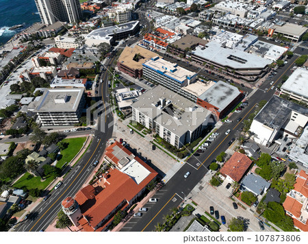 Aerial view of La Jolla town, San Diego California 107873806