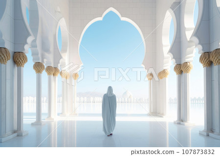 Modest Muslim Woman Outside the Mosque Modest Muslim Woman Outside the Mosque 107873832