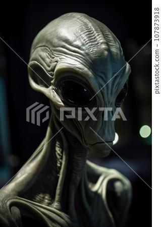 visualized humanoid alien. Alien close-up 107873918