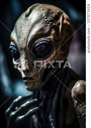 visualized humanoid alien. Alien close-up visualized humanoid alien. Alien close-up 107873919