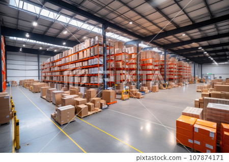 Futuristic Factory Warehouse 107874171