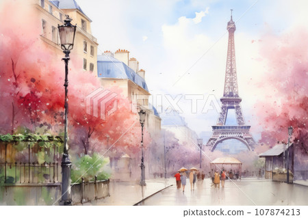 Parisian Elegance: Eiffel Tower and Charming Street Parisian Elegance: Eiffel Tower and Charming Street 107874213