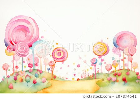 Enchanting Candyland: A Watercolor Wonderland 107874541