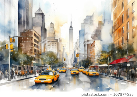 Watercolor Manhattan: Urban Majesty Watercolor Manhattan: Urban Majesty 107874553