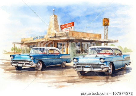 Antique Car Show by Diner 107874578