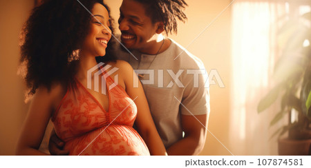 Radiant Pregnancy: A Couple's Happy Embrace 107874581