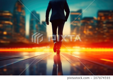 Stepping into Success: Businessman on the Starting Line Stepping into Success: Businessman on the Starting Line 107874593