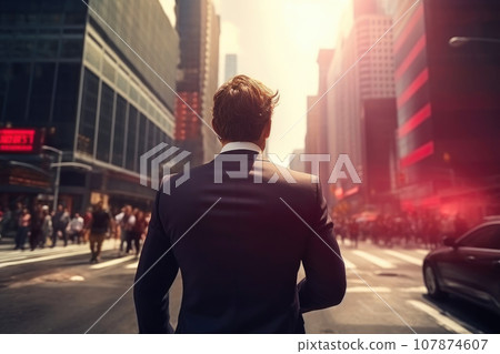 Determined Executive Racing in the Big Apple Determined Executive Racing in the Big Apple 107874607