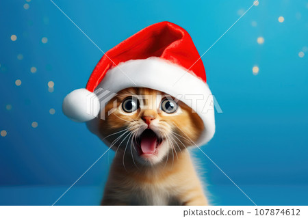 Curious Cat in a Santa Hat Curious Cat in a Santa Hat 107874612