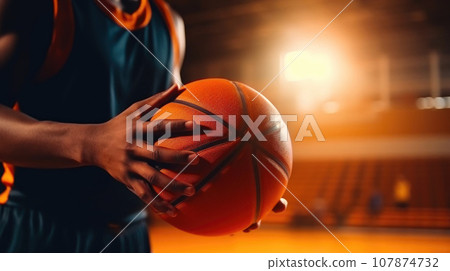 Player's Firm Hold on Basketball 107874732