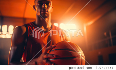 Court Action: Man Holding Basketball 107874735