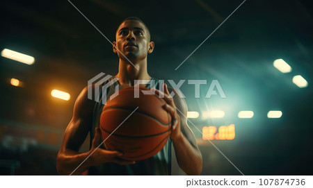 Close-Up of Athlete with Basketball 107874736