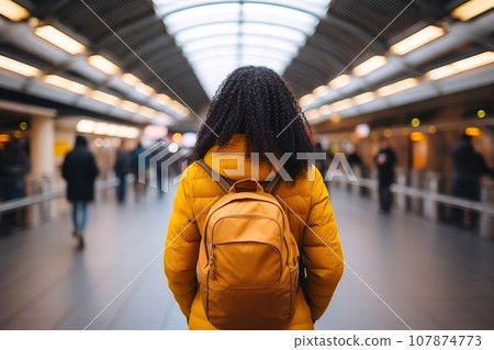 City Exploration: Young Black Traveler at Subway Station City Exploration: Young Black Traveler at Subway Station 107874773