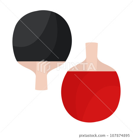 Two cartoon style ping pong rackets. Table tennis equipment. Two cartoon style ping pong rackets. Table tennis equipment. 107874895