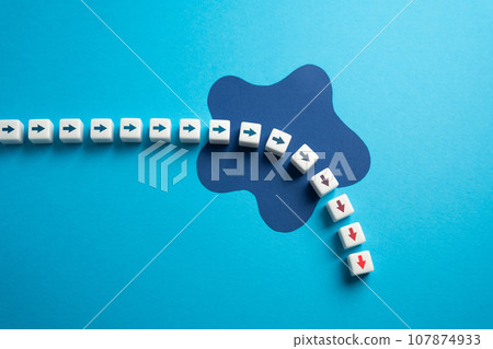 Fail through unknown factors. Could not withstand the onslaught, lack of strength. Failure and loss. A sharp change in trend. Lose motivation and sense to continue. Changing conditions. Things get bad 107874933