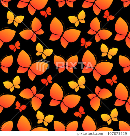 Vector butterfly seamless repeat pattern design background. Random colorful butterfly silhouette, cute girly pastel 107875329