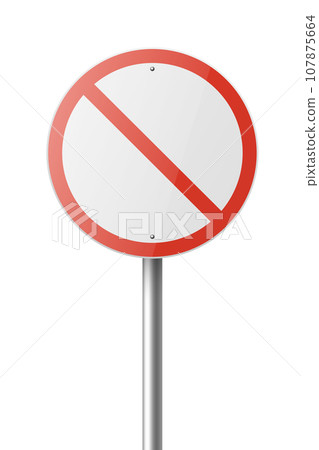 Vector Red and White Round Prohibition Sign Icon. Stop Traffic Sign Frame Closeup Isolated on a White Background. Traffic Road Plate, Sign Design Template, Front View 107875664