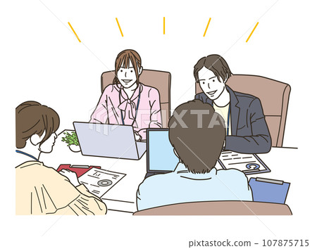 Multiple businessman men and women working in the office 107875715