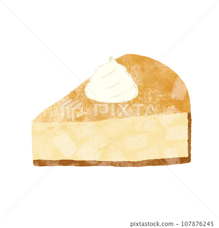 Hand-drawn illustration of cheesecake with whipped cream, textured Hand-drawn illustration of cheesecake with whipped cream, textured 107876245