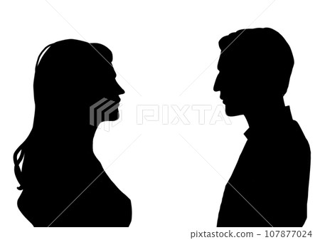 男人和女人面對面的剪影 107877024