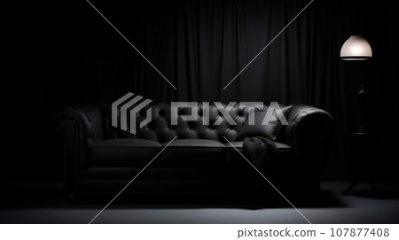 Black room and black sofa "AI generated image" Black room and black sofa "AI generated image" 107877408