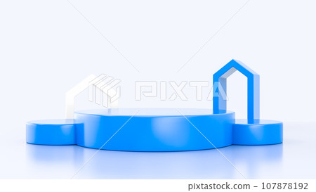 blue cube with symbol of internet 107878192