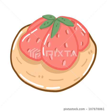 toasted bread with strawberries, cute doodle toasted bread with strawberries, cute doodle 107878861