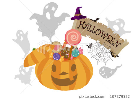萬聖節可愛的一點插畫 107879522