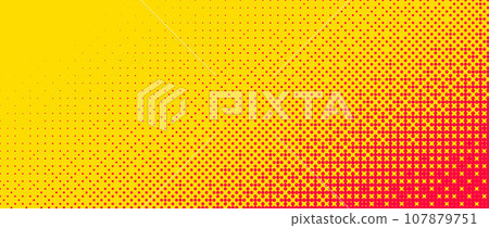 Pixelated corner gradient texture. Yellow orange dither diagonal pattern background. Abstract glitchy pattern. 8 bit video game screen wallpaper. Pixel art retro illustration. Vector bitmap backdrop 107879751