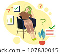 Girl sitting and thinking, brainstorm, design for business, vector illustration 107880045
