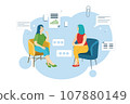 Two young women discussion something, business vector illustration 107880149