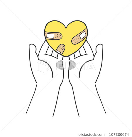 Illustration material that gently accepts a heart full of bandages 107880674