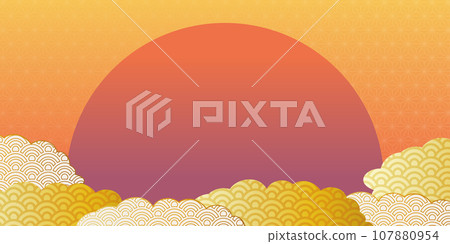 麻葉圖案橙色和金色日本圖案背景圖 107880954