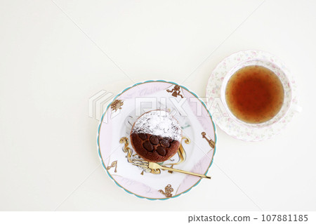 Chocolate tart tea time Chocolate tart tea time 107881185