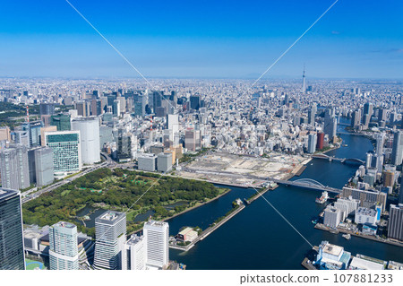 City scenery on a sunny day with Tokyo Skytree 107881233