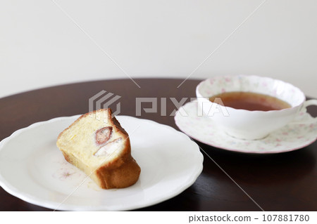 Marron cake on a white plate Marron cake on a white plate 107881780