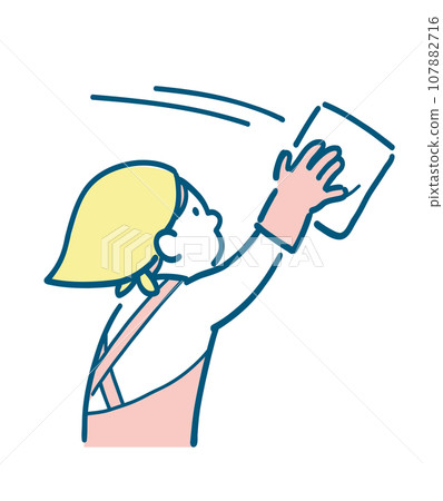 A simple illustration of a woman wiping with a rag 107882716