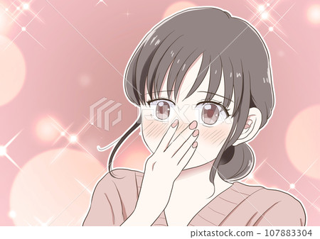 Blushing and shy woman background - Stock Illustration [107883304] - PIXTA