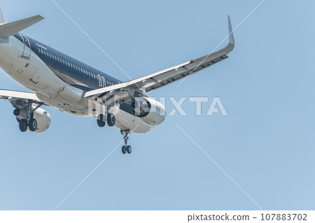 [Rear view of the Starflyer aircraft in preparation for landing from the sky above Jonanjima Seaside Park] 107883702