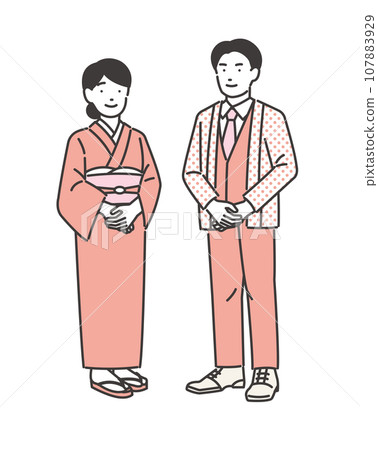 Vector illustration material of a landlady giving guidance/Nakai/Hospitality 107883929